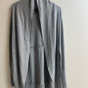 Gray Open Front Cardigan